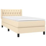 Sommier à lattes de lit avec matelas Crème 90x200 cm Tissu