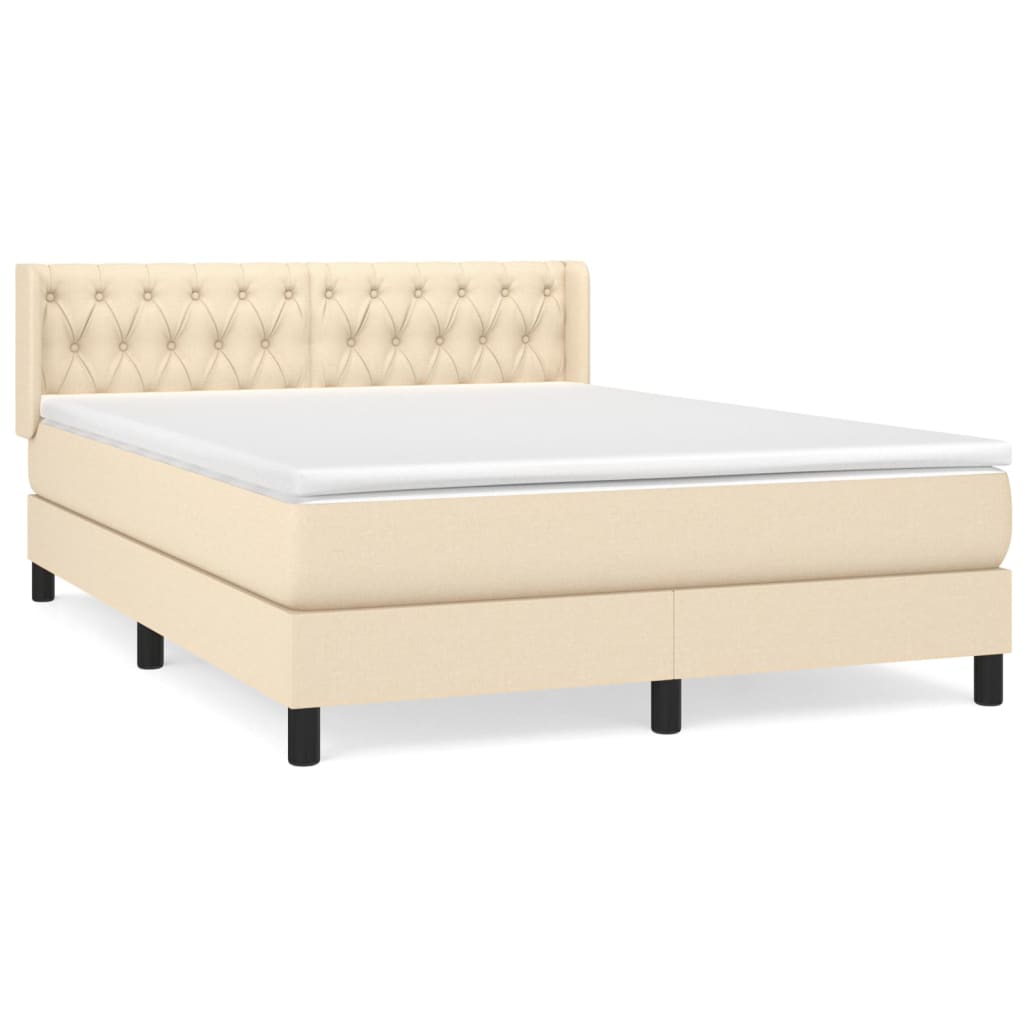 Sommier à lattes de lit avec matelas Crème 140x190 cm Tissu