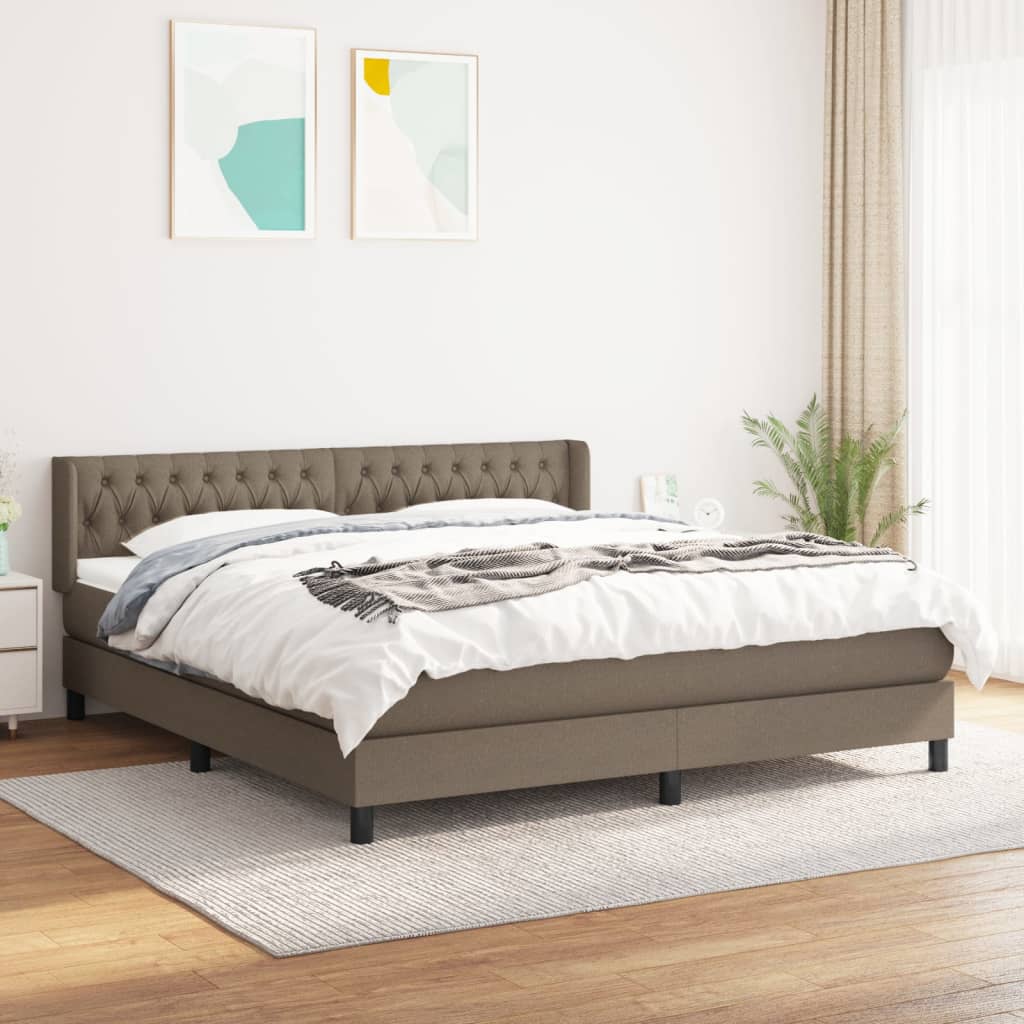 Sommier à lattes de lit avec matelas Taupe 180x200 cm Tissu