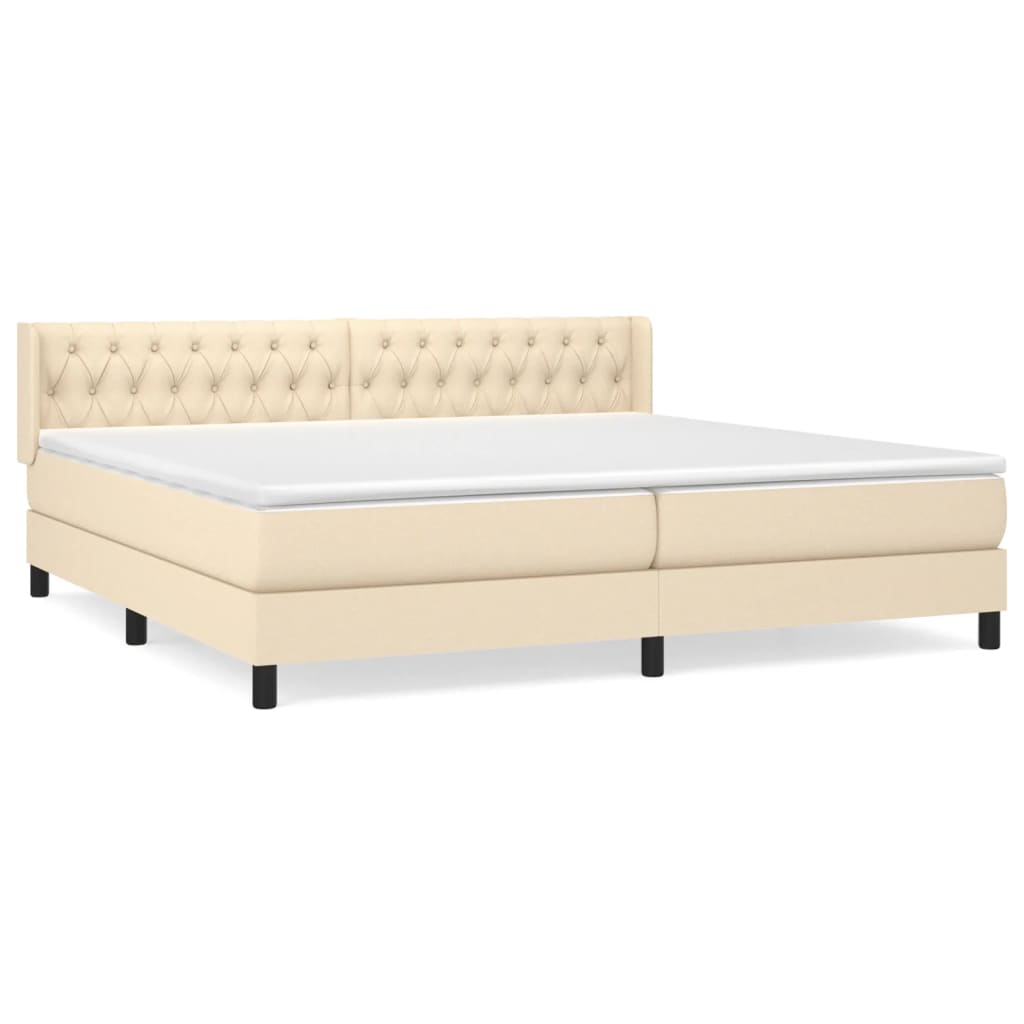 Sommier à lattes de lit avec matelas Crème 200x200 cm Tissu