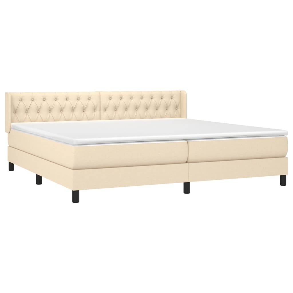 Sommier à lattes de lit avec matelas Crème 200x200 cm Tissu