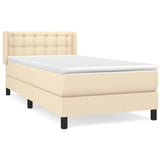 Sommier à lattes de lit avec matelas Crème 90x200 cm Tissu