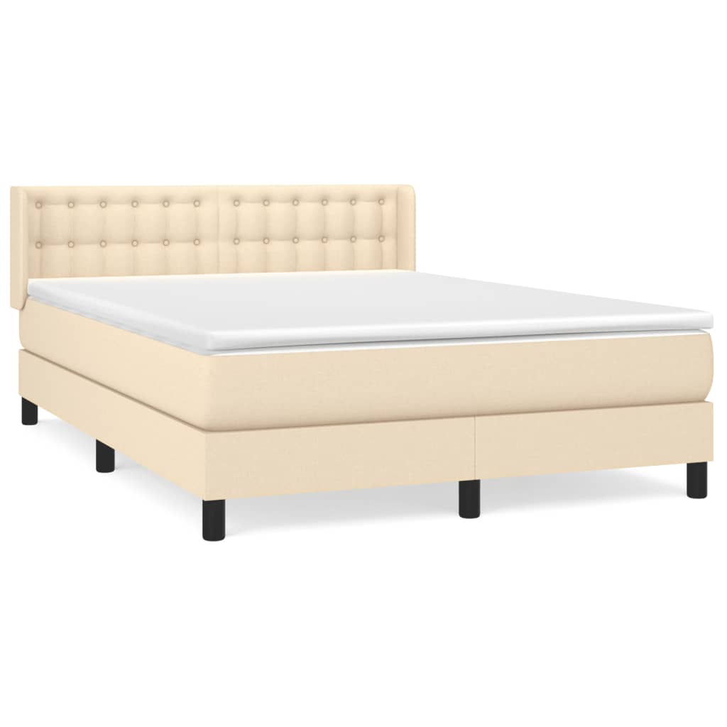 Sommier à lattes de lit avec matelas Crème 140x190 cm Tissu