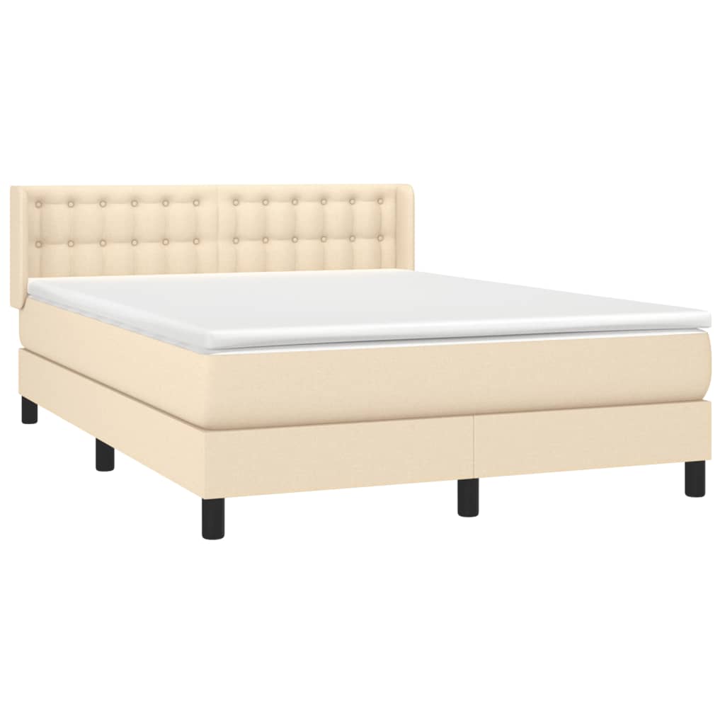 Sommier à lattes de lit avec matelas Crème 140x190 cm Tissu