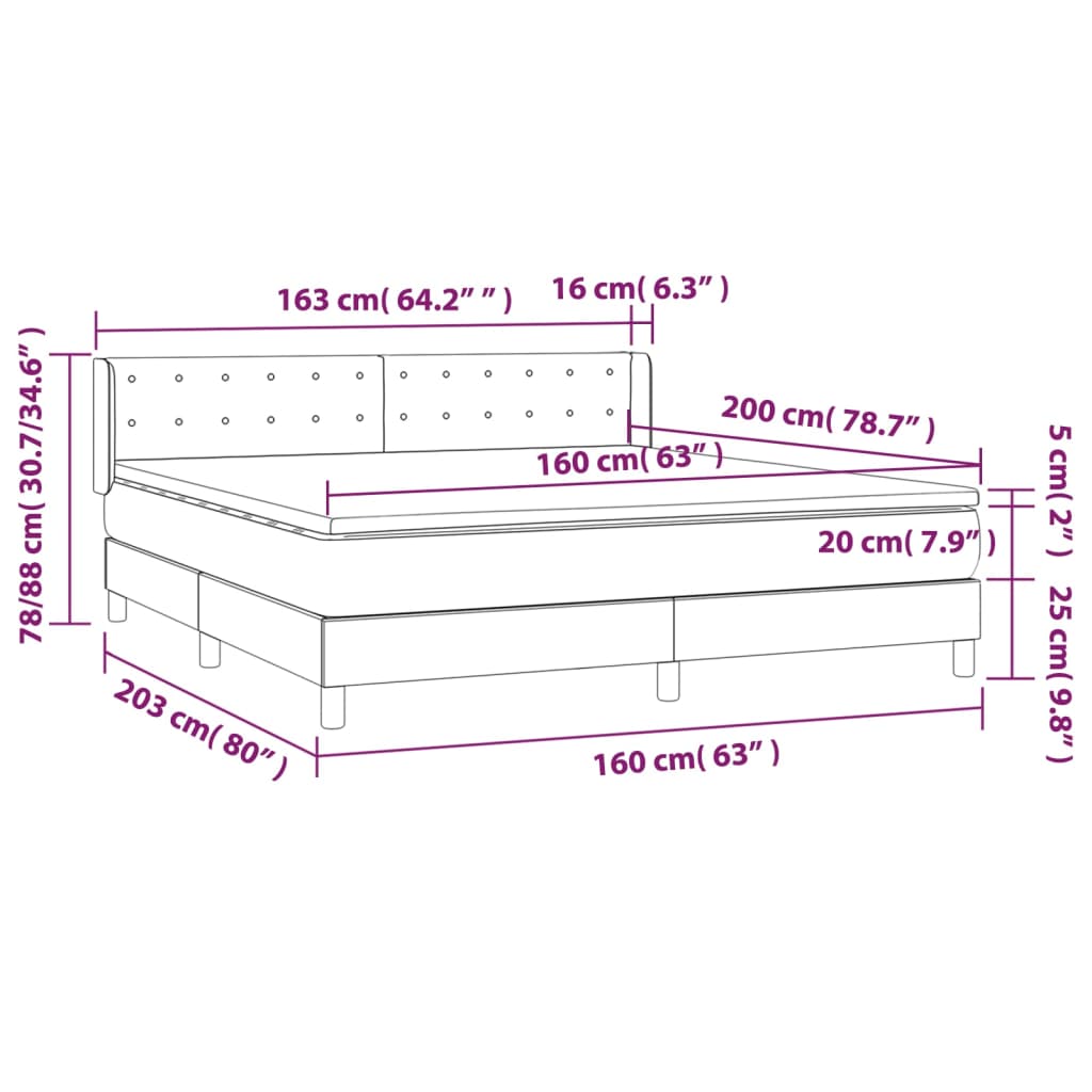 Sommier à lattes de lit avec matelas Taupe 160x200 cm Tissu