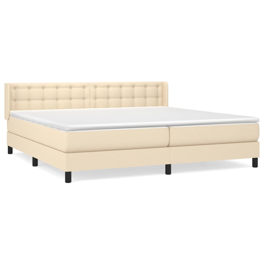 Sommier à lattes de lit avec matelas Crème 200x200 cm Tissu