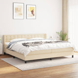 Sommier à lattes de lit avec matelas Crème 200x200 cm Tissu