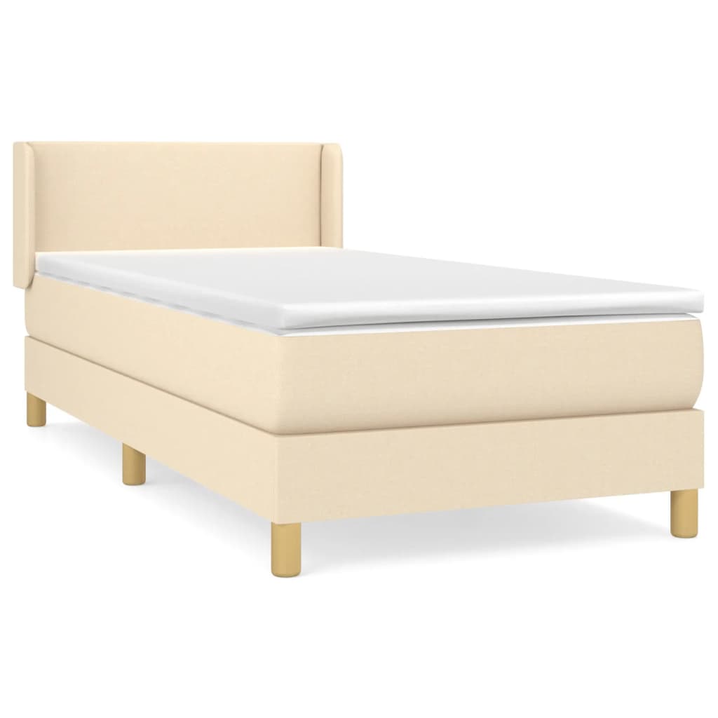 Sommier à lattes de lit avec matelas Crème 90x200 cm Tissu