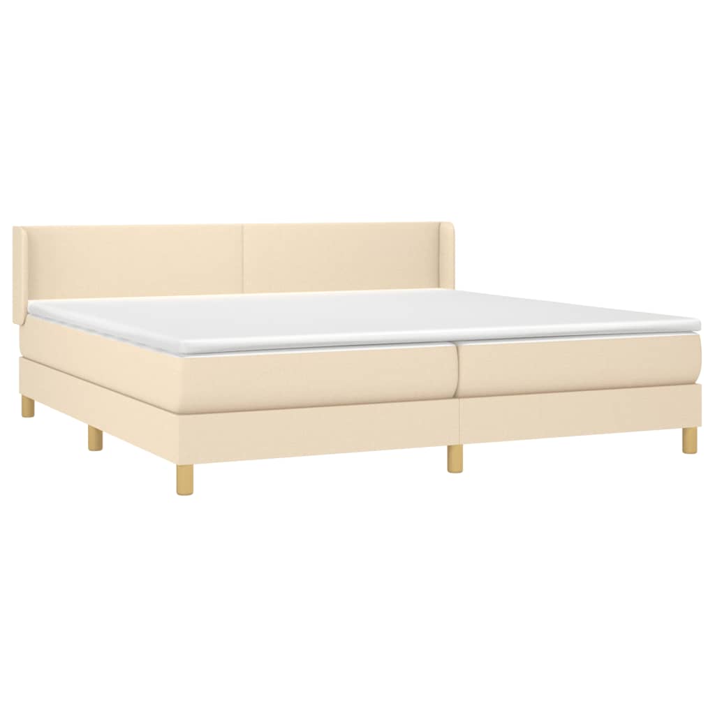 Sommier à lattes de lit avec matelas Crème 200x200 cm Tissu