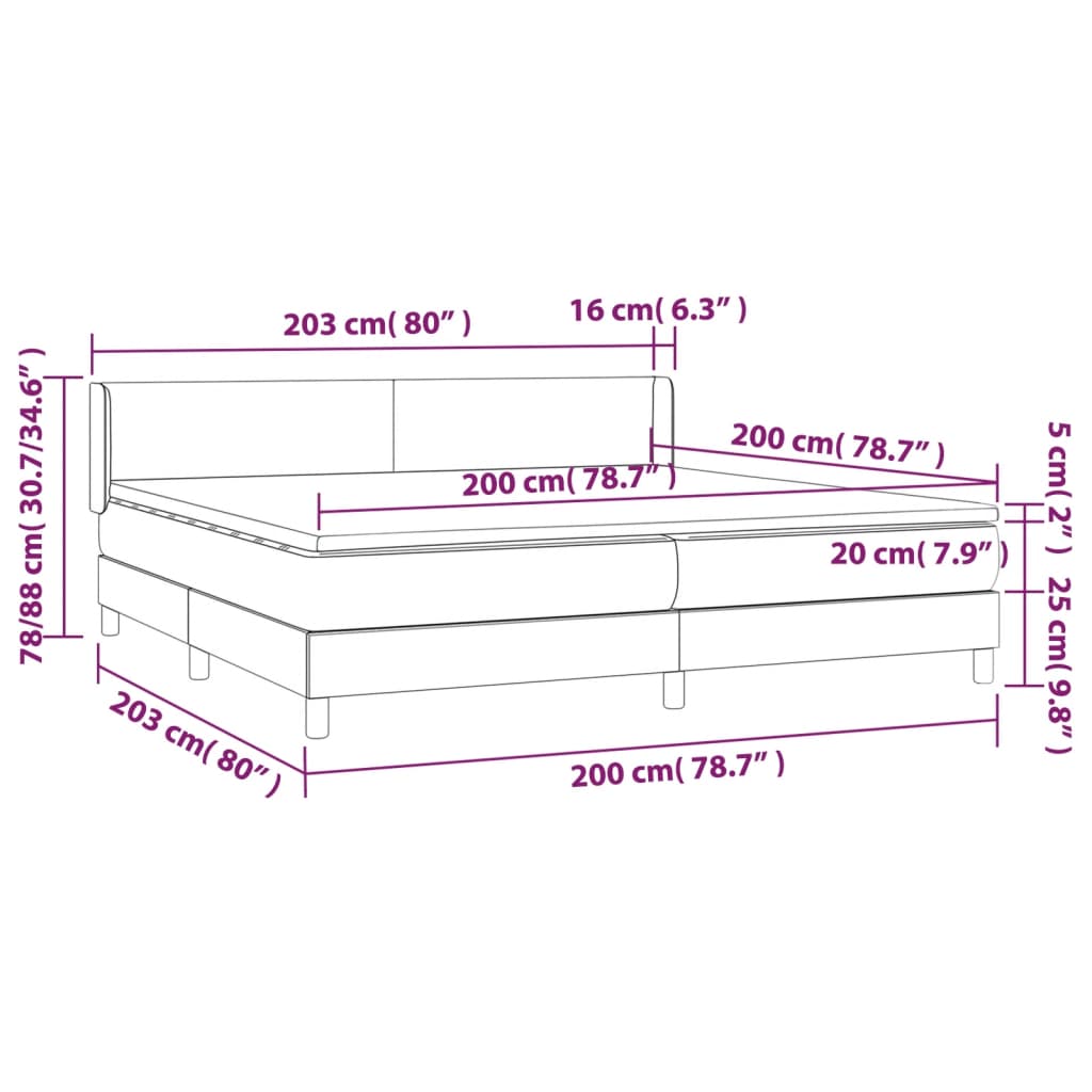 Sommier à lattes de lit avec matelas Crème 200x200 cm Tissu