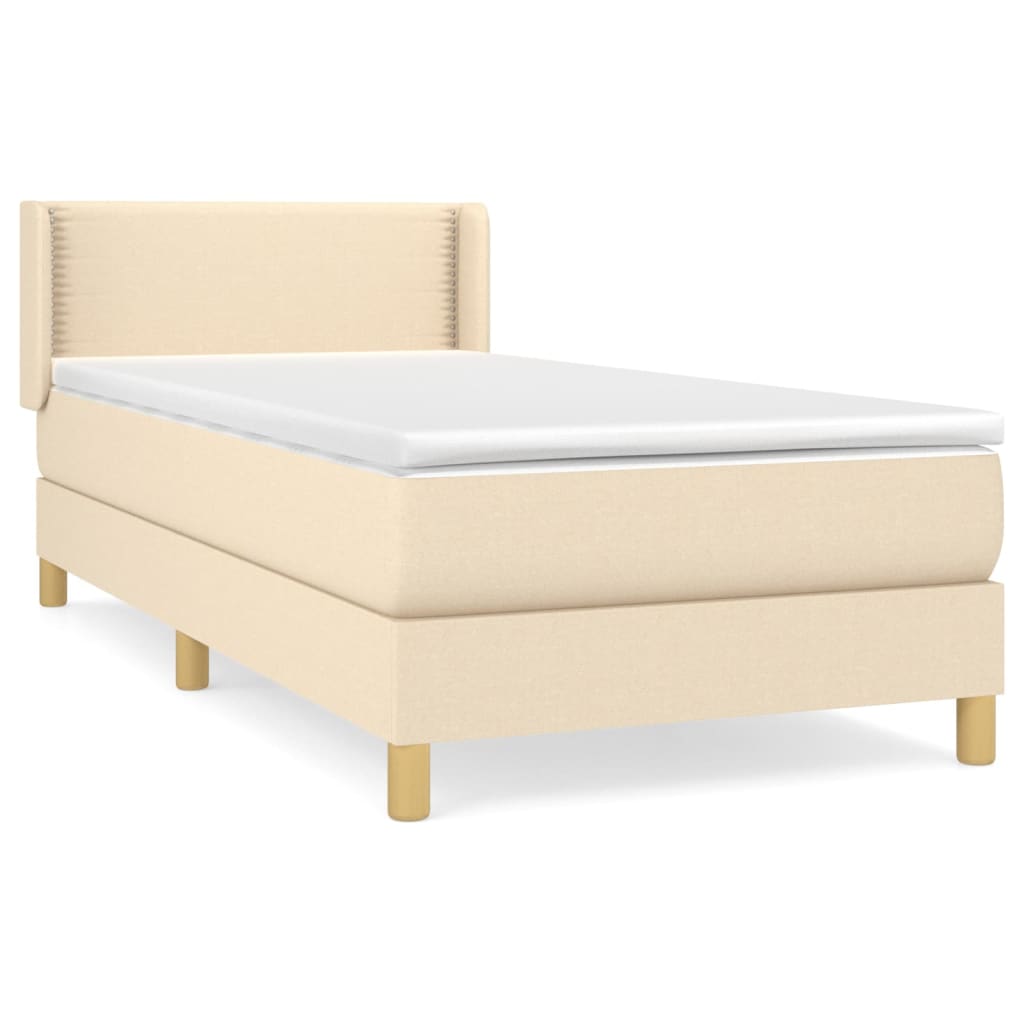 Sommier à lattes de lit avec matelas Crème 90x200 cm Tissu