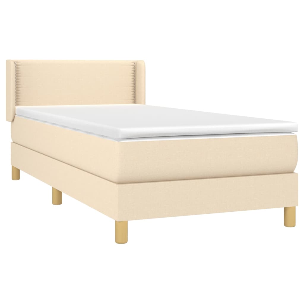 Sommier à lattes de lit avec matelas Crème 90x200 cm Tissu