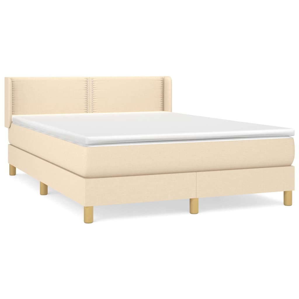 Sommier à lattes de lit avec matelas Crème 140x190 cm Tissu