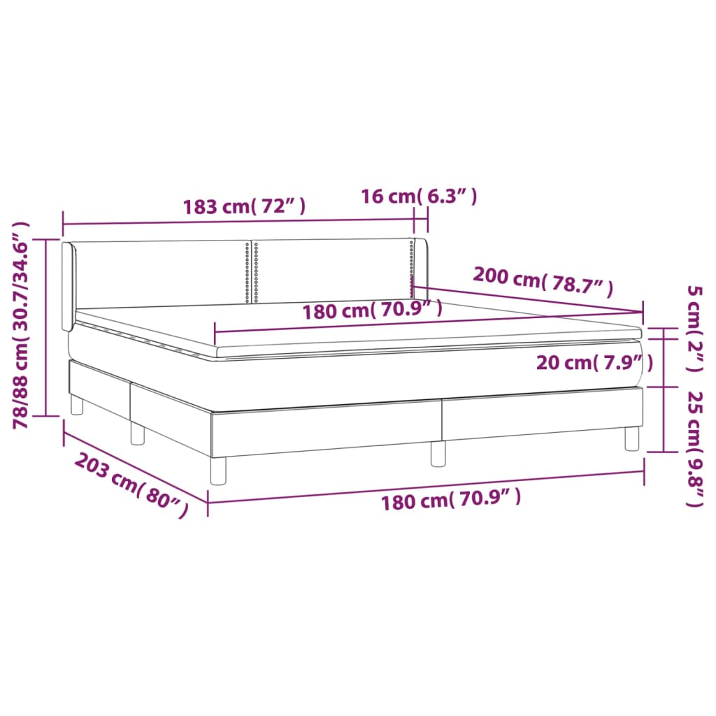 Sommier à lattes de lit avec matelas Crème 180x200 cm Tissu