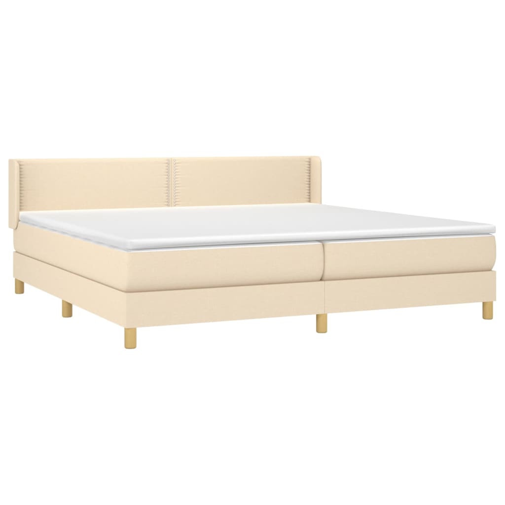 Sommier à lattes de lit avec matelas Crème 200x200 cm Tissu