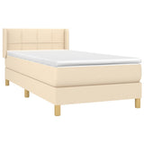 Sommier à lattes de lit avec matelas Crème 90x200 cm Tissu