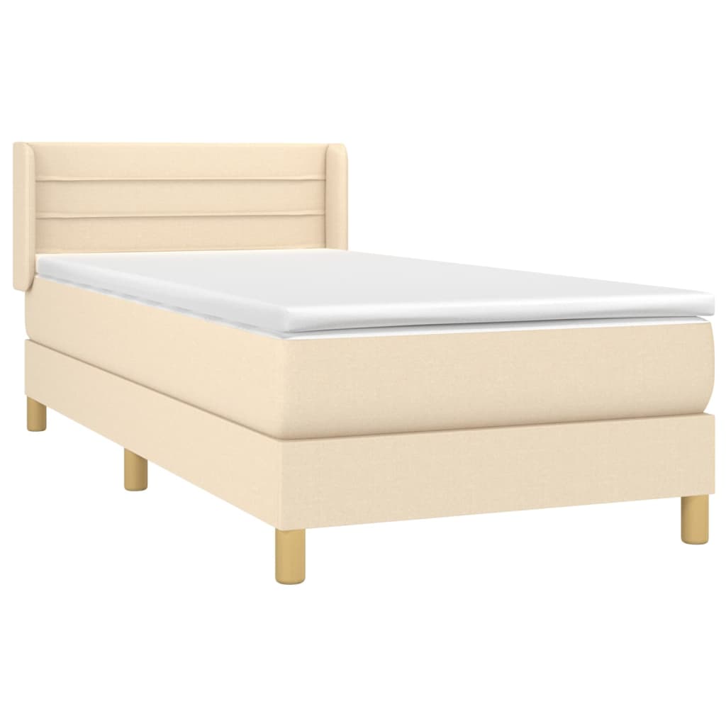 Sommier à lattes de lit avec matelas Crème 90x200 cm Tissu