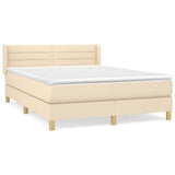 Sommier à lattes de lit avec matelas Crème 140x190 cm Tissu