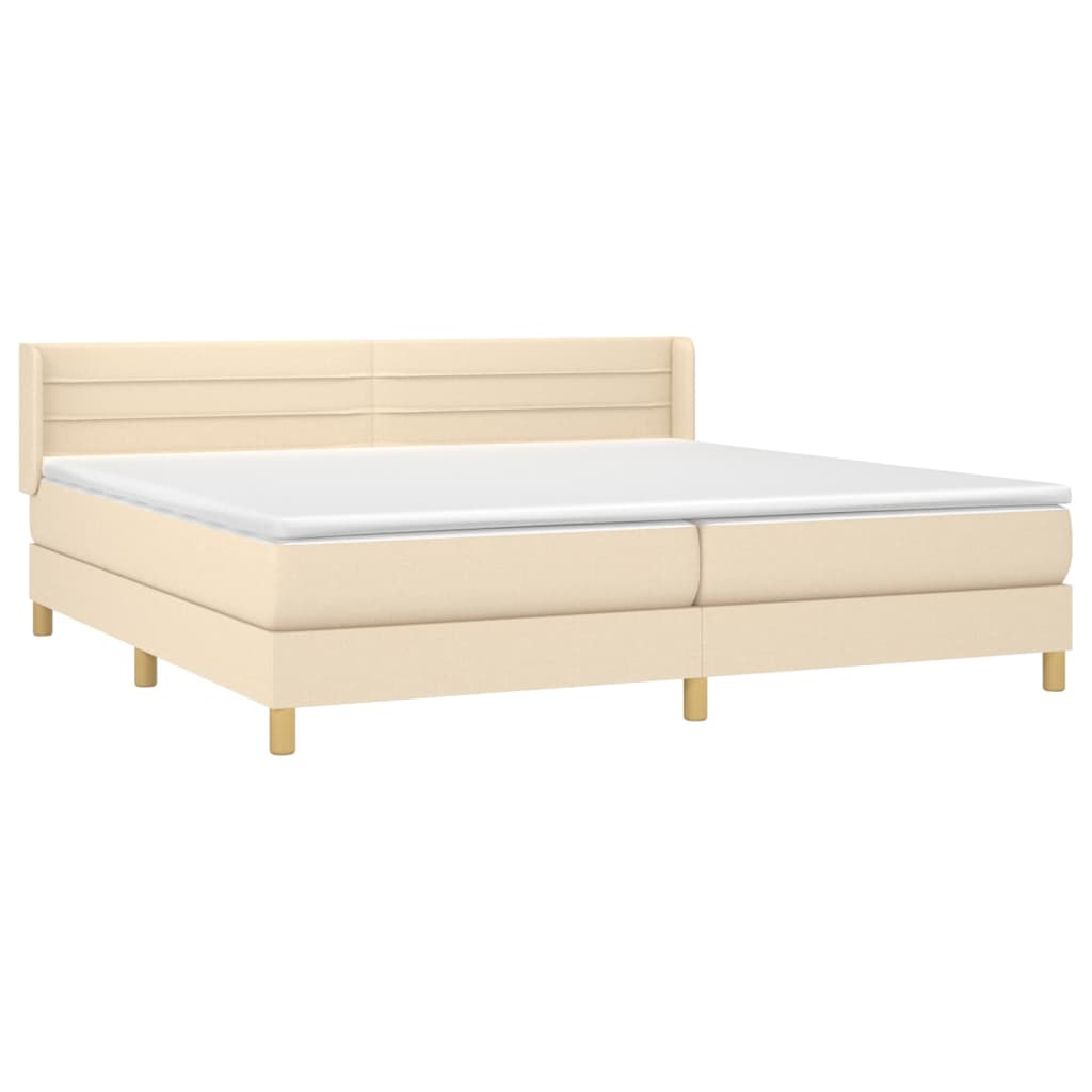 Sommier à lattes de lit avec matelas Crème 200x200 cm Tissu