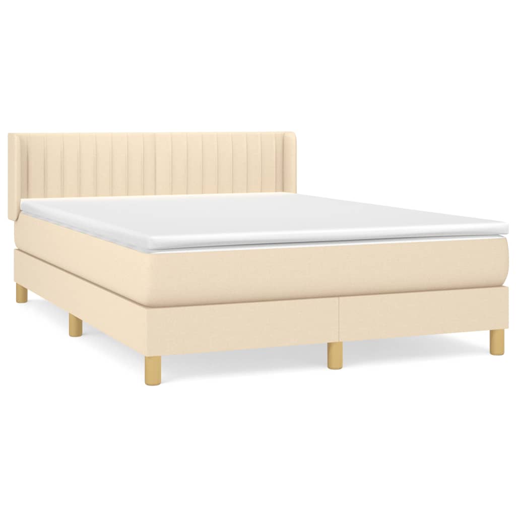 Sommier à lattes de lit avec matelas Crème 140x190 cm Tissu