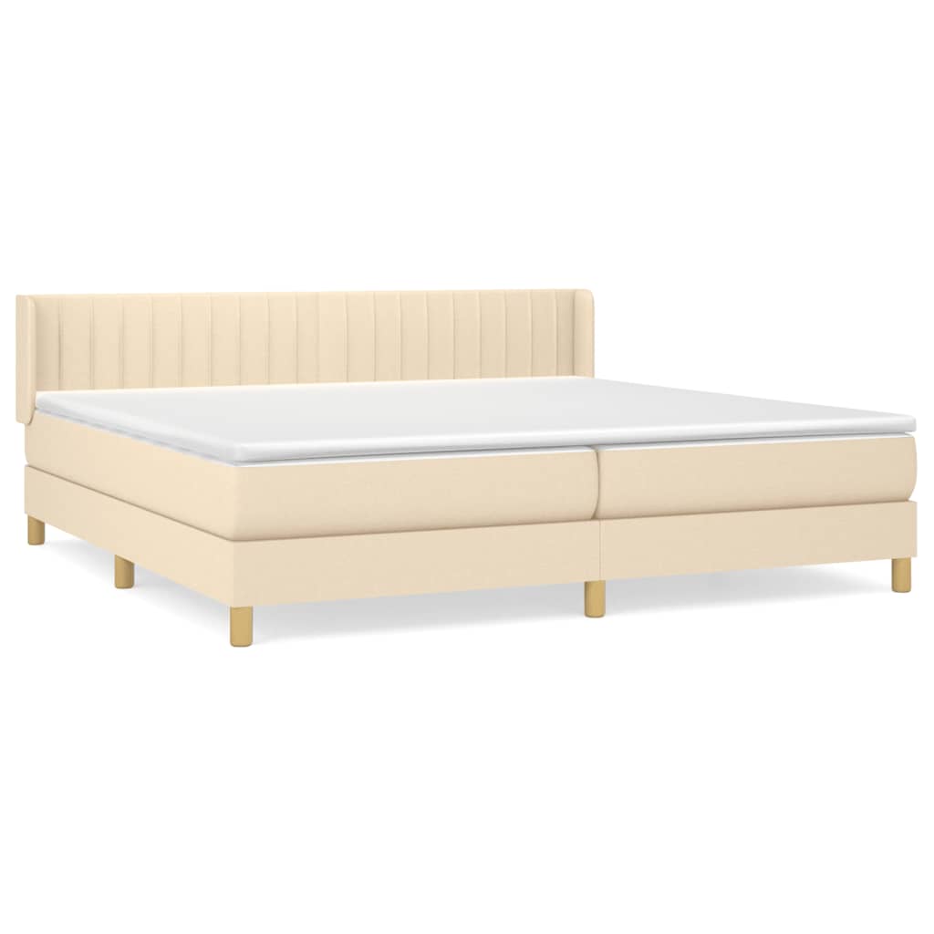 Sommier à lattes de lit avec matelas Crème 200x200 cm Tissu