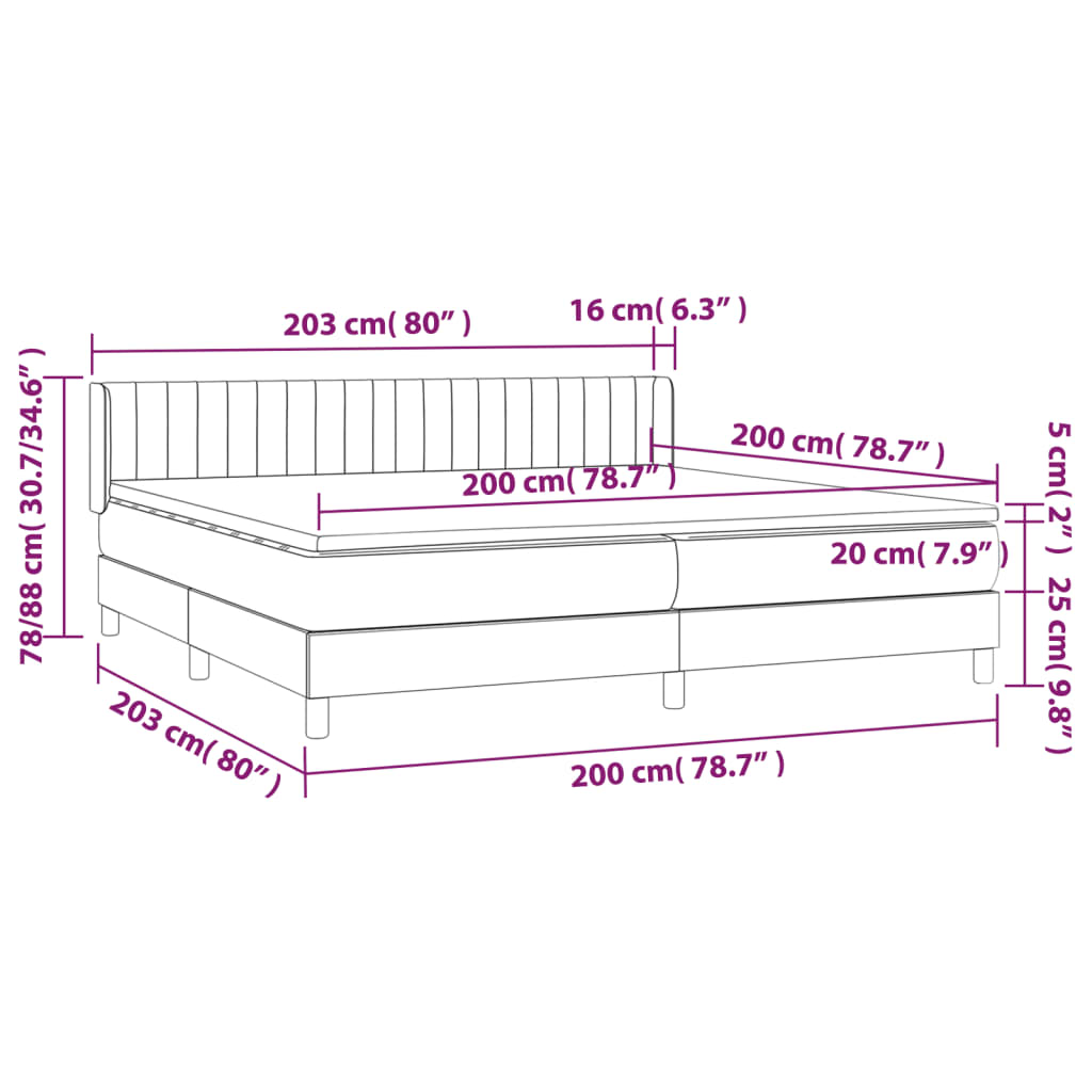 Sommier à lattes de lit avec matelas Crème 200x200 cm Tissu