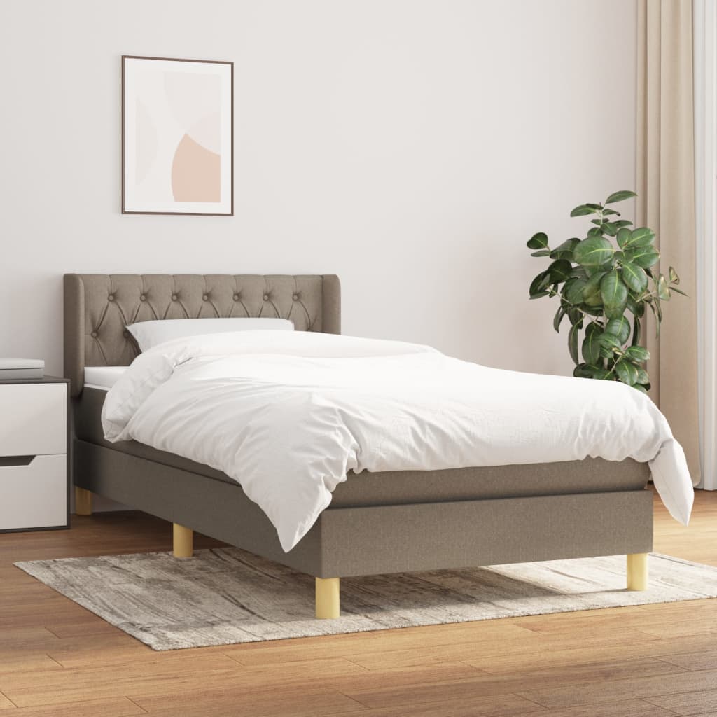 Sommier à lattes de lit avec matelas Taupe 90x190 cm Tissu