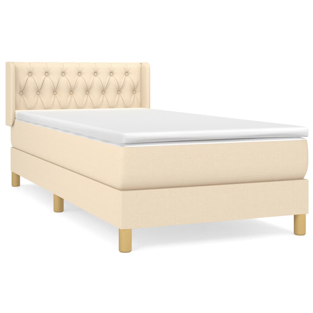 Sommier à lattes de lit avec matelas Crème 90x200 cm Tissu