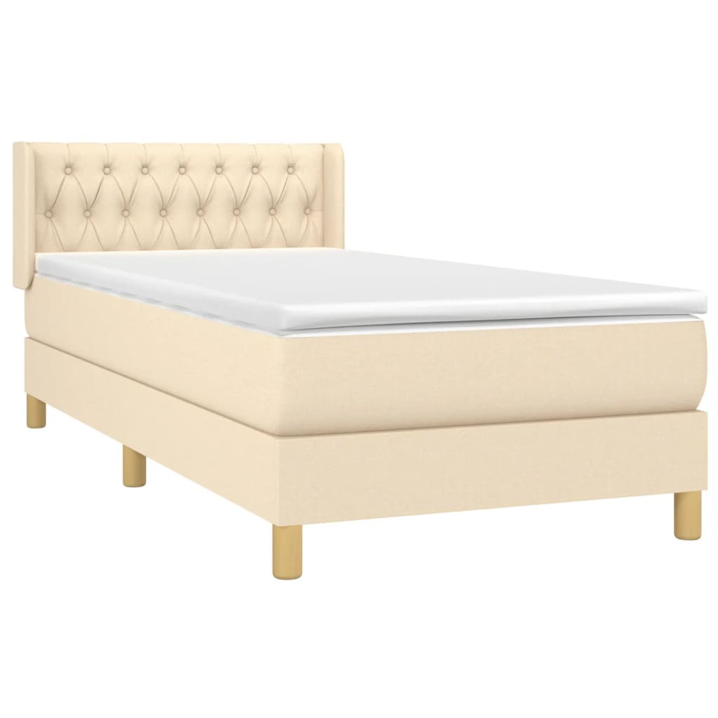 Sommier à lattes de lit avec matelas Crème 90x200 cm Tissu