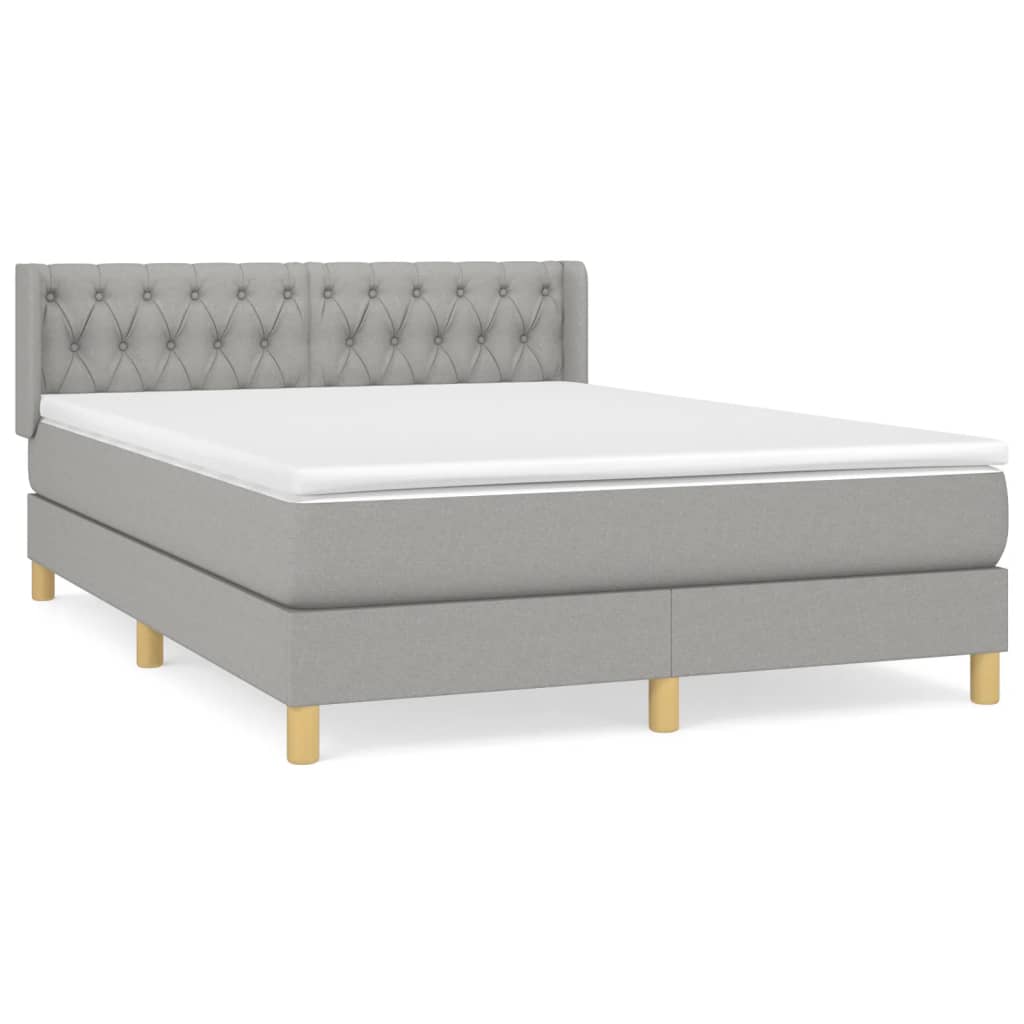 Sommier à lattes de lit avec matelas Gris clair 140x190cm Tissu