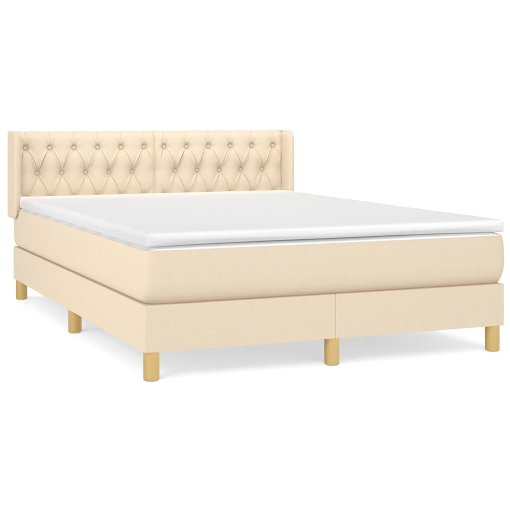 Sommier à lattes de lit avec matelas Crème 140x190 cm Tissu