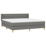 Sommier à lattes de lit avec matelas Gris foncé 160x200cm Tissu