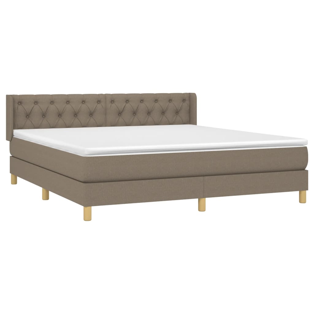 Sommier à lattes de lit avec matelas Taupe 160x200 cm Tissu