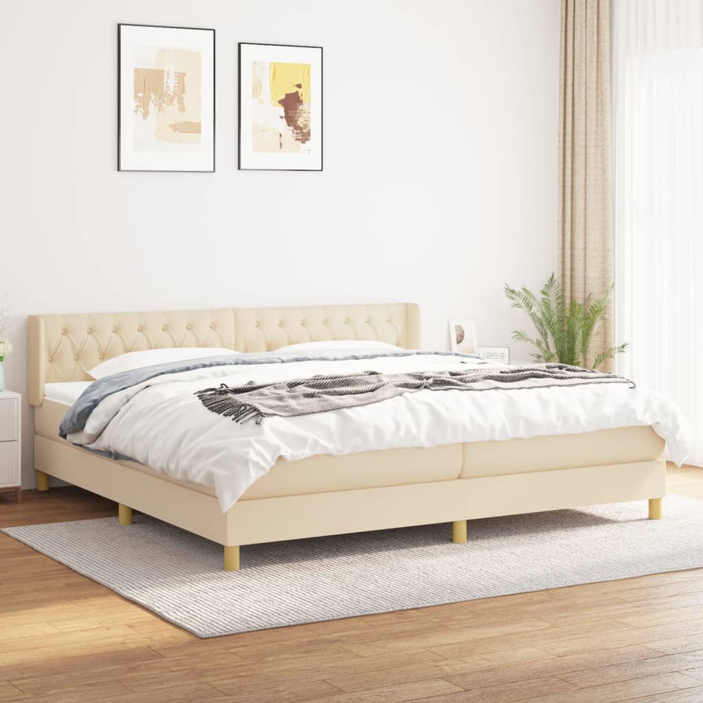 Sommier à lattes de lit avec matelas Crème 160x200 cm Tissu