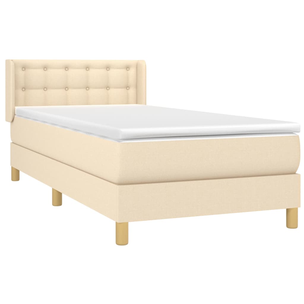 Sommier à lattes de lit avec matelas Crème 90x200 cm Tissu