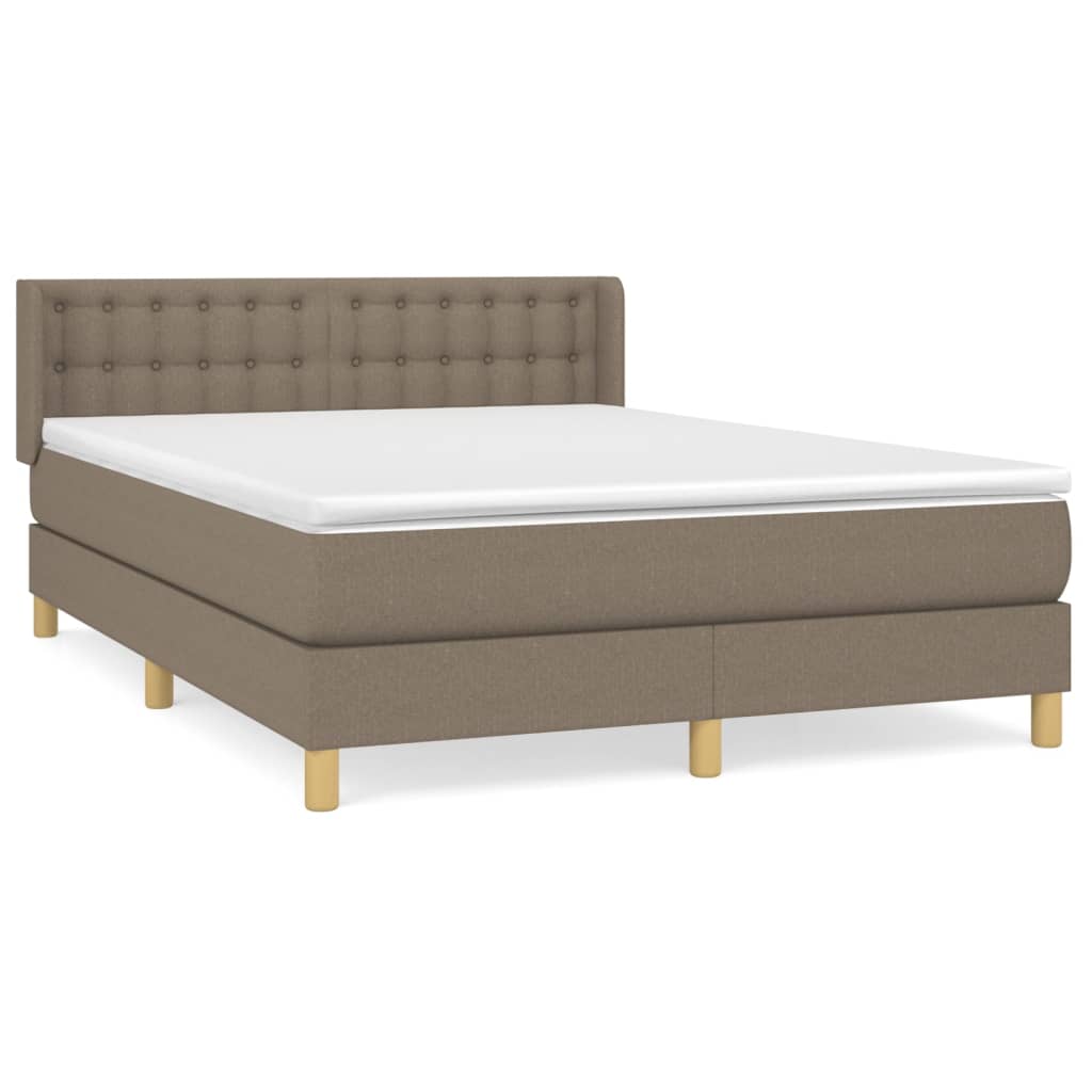 Sommier à lattes de lit avec matelas Taupe 140x200 cm Tissu