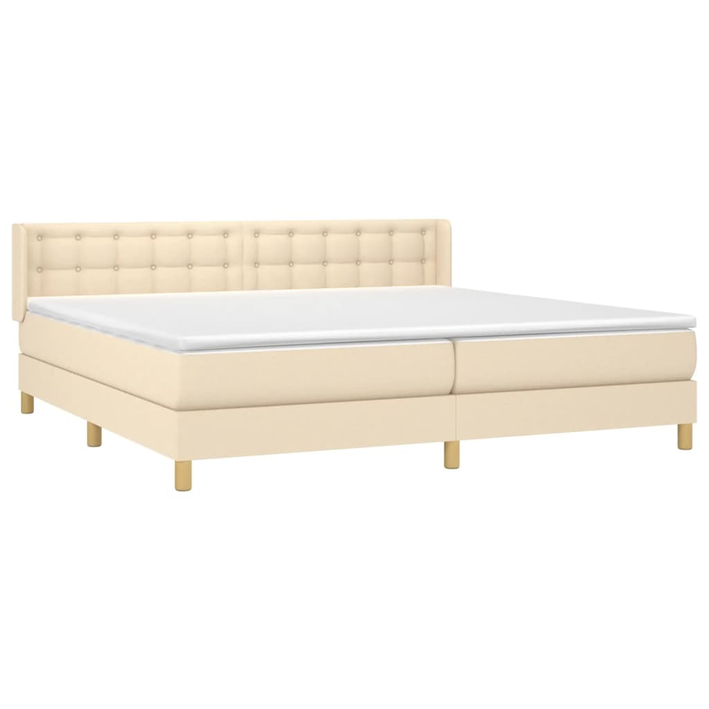 Sommier à lattes de lit avec matelas Crème 200x200 cm Tissu