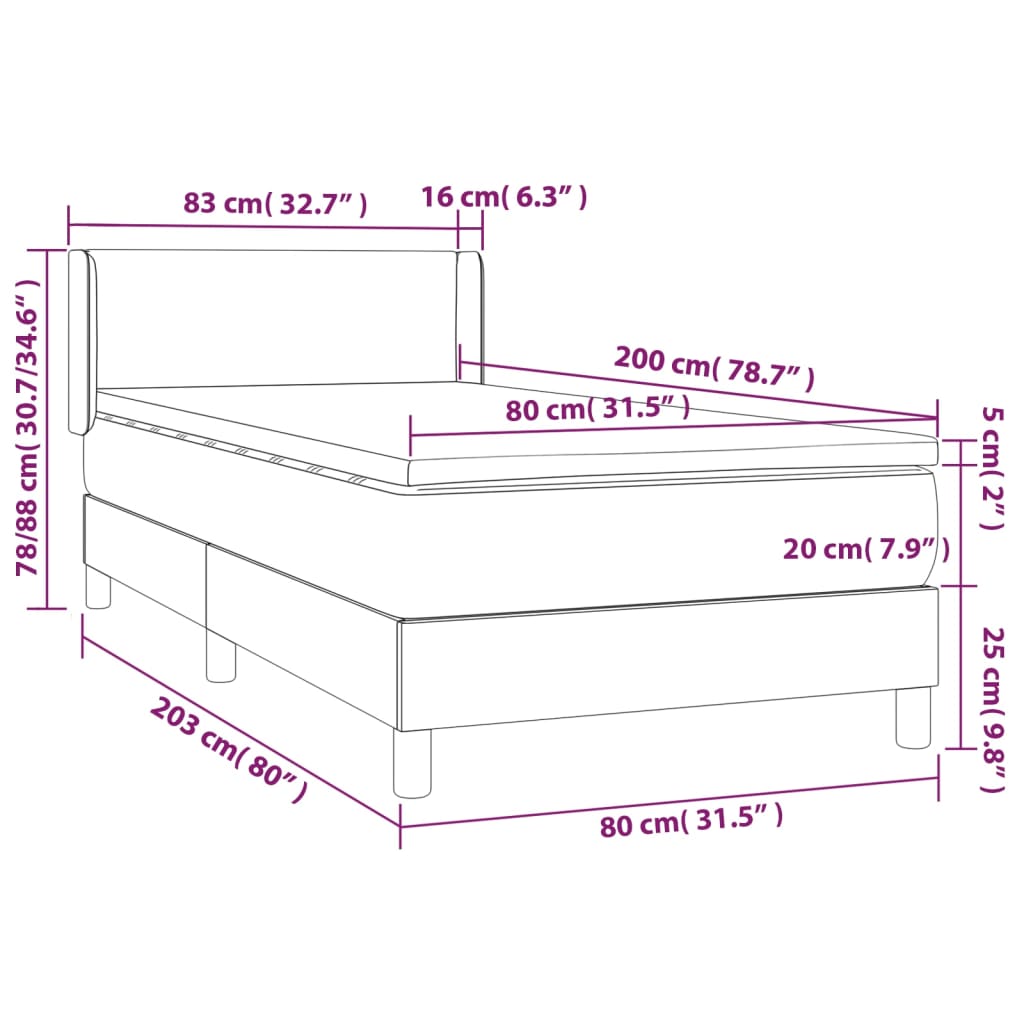 Sommier à lattes de lit avec matelas Noir 80x200cm Similicuir