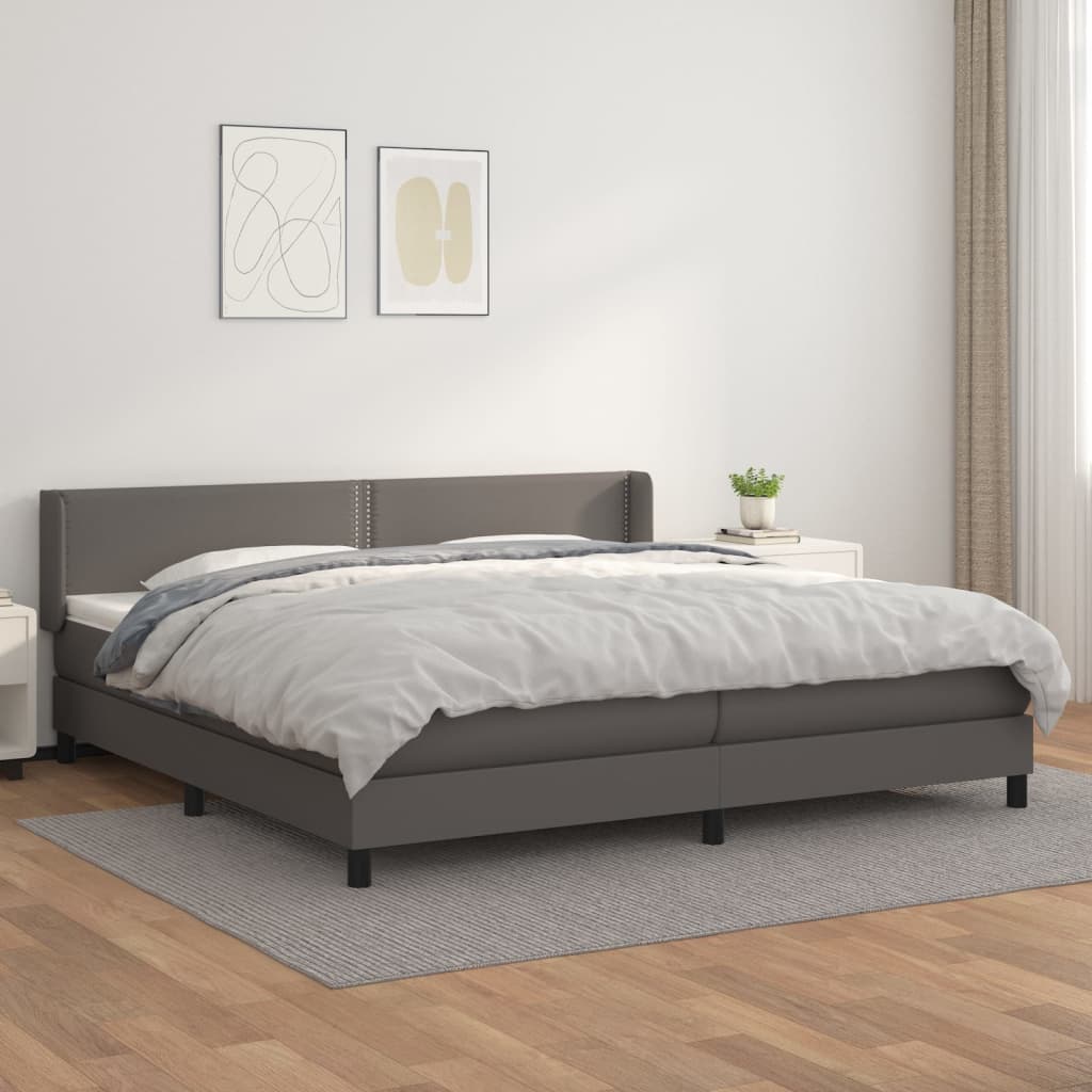 Sommier à lattes de lit avec matelas Gris 200x200 cm Similicuir