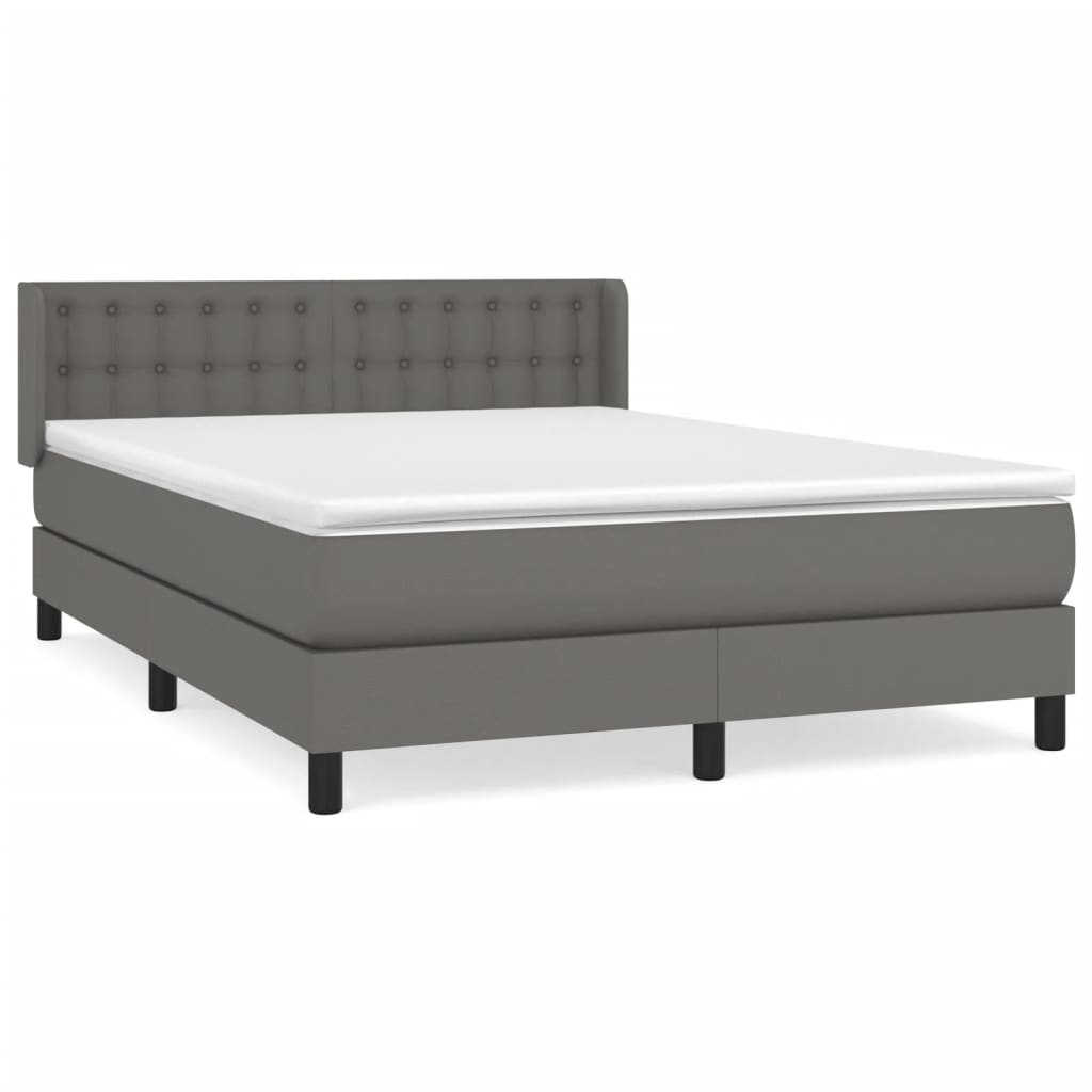 Sommier à lattes de lit avec matelas Gris 140x190 cm Similicuir