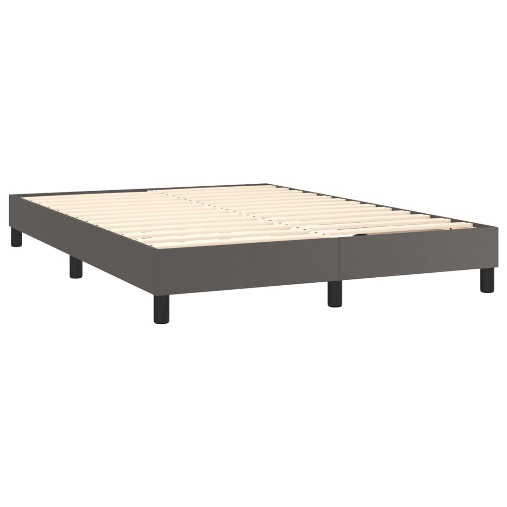 Sommier à lattes de lit avec matelas Gris 140x190 cm Similicuir