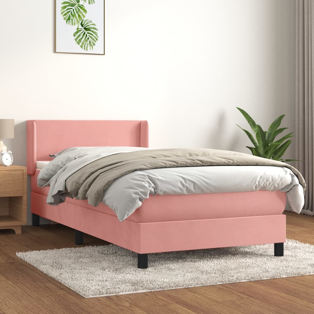 Sommier à lattes de lit avec matelas Rose 90x190 cm Velours