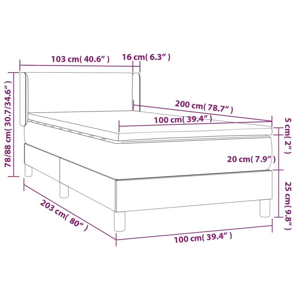 Sommier à lattes de lit avec matelas Rose 100x200 cm Velours