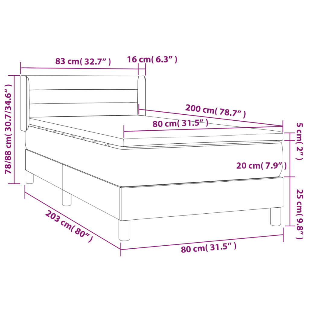 Sommier à lattes de lit et matelas Rose 80x200 cm Velours