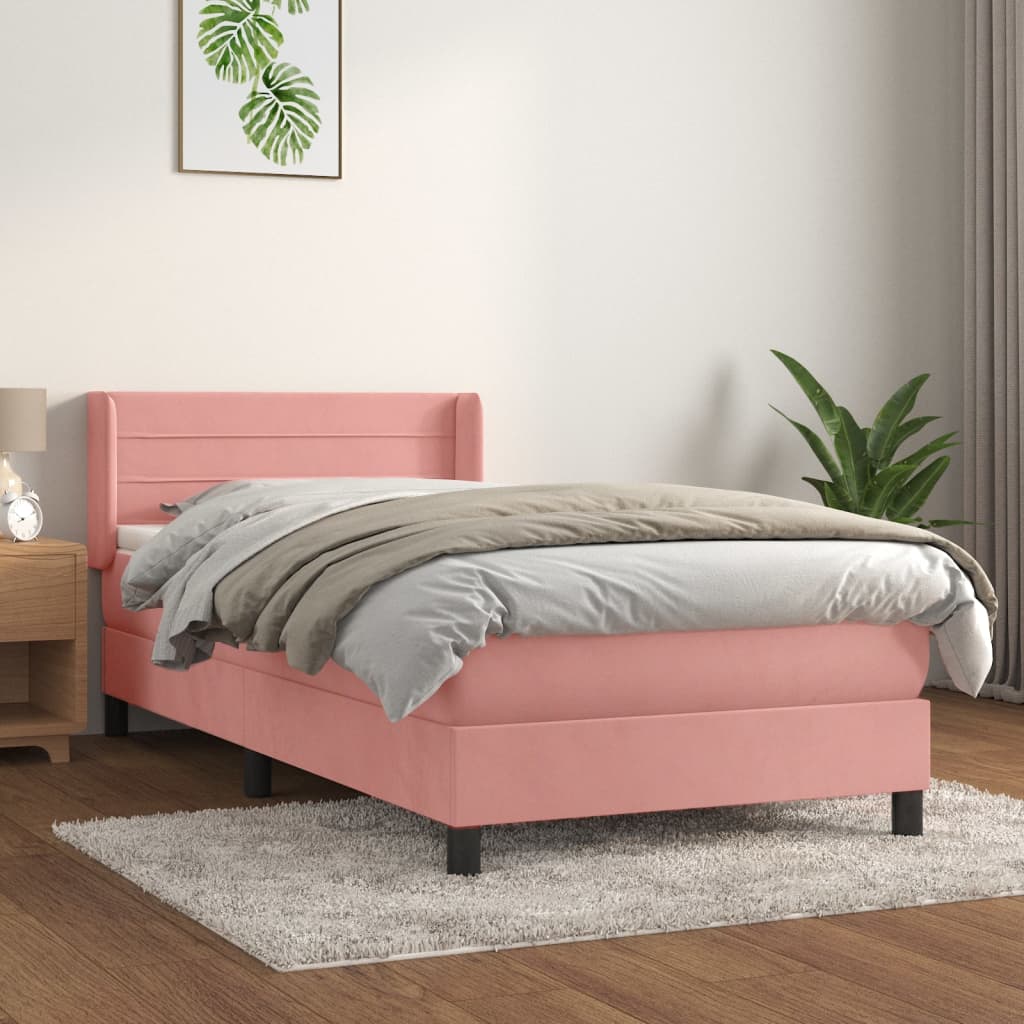 Sommier à lattes de lit avec matelas Rose 90x190 cm Velours