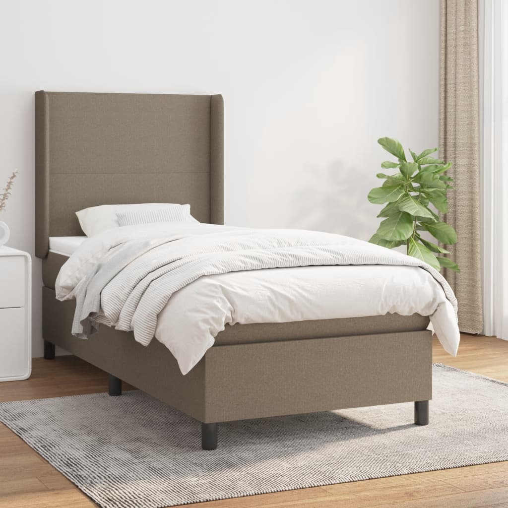 Sommier à lattes de lit avec matelas Taupe 90x190 cm Tissu