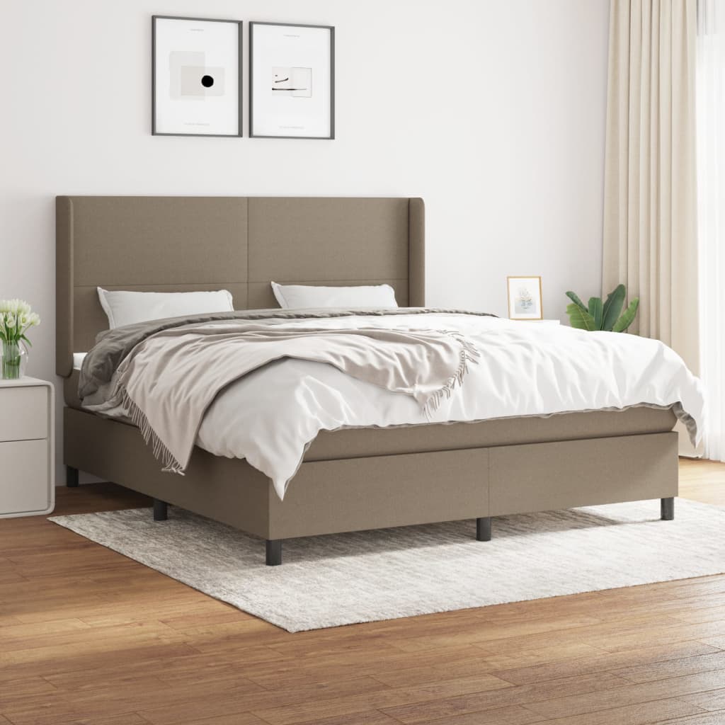 Sommier à lattes de lit avec matelas Taupe 160x200 cm Tissu