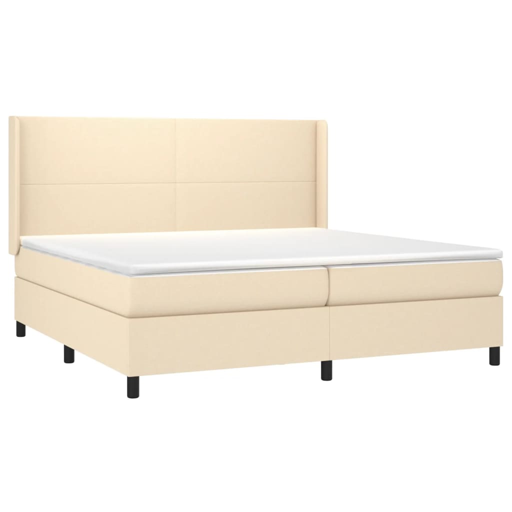 Sommier à lattes de lit avec matelas Crème 200x200 cm Tissu