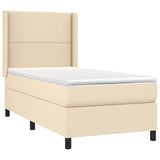 Sommier à lattes de lit avec matelas Crème 90x200 cm Tissu