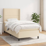 Sommier à lattes de lit avec matelas Crème 90x200 cm Tissu